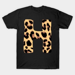 Letter H Initial Cheetah Monogram Sticker T-Shirt